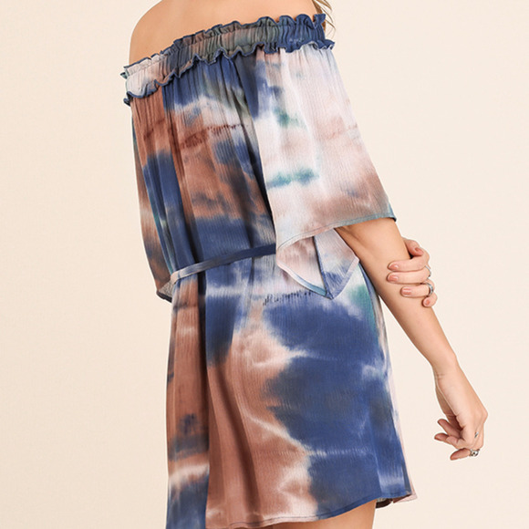 NWT Off Shoulder Tie Dye Umgee Dress - Picture 2 of 4